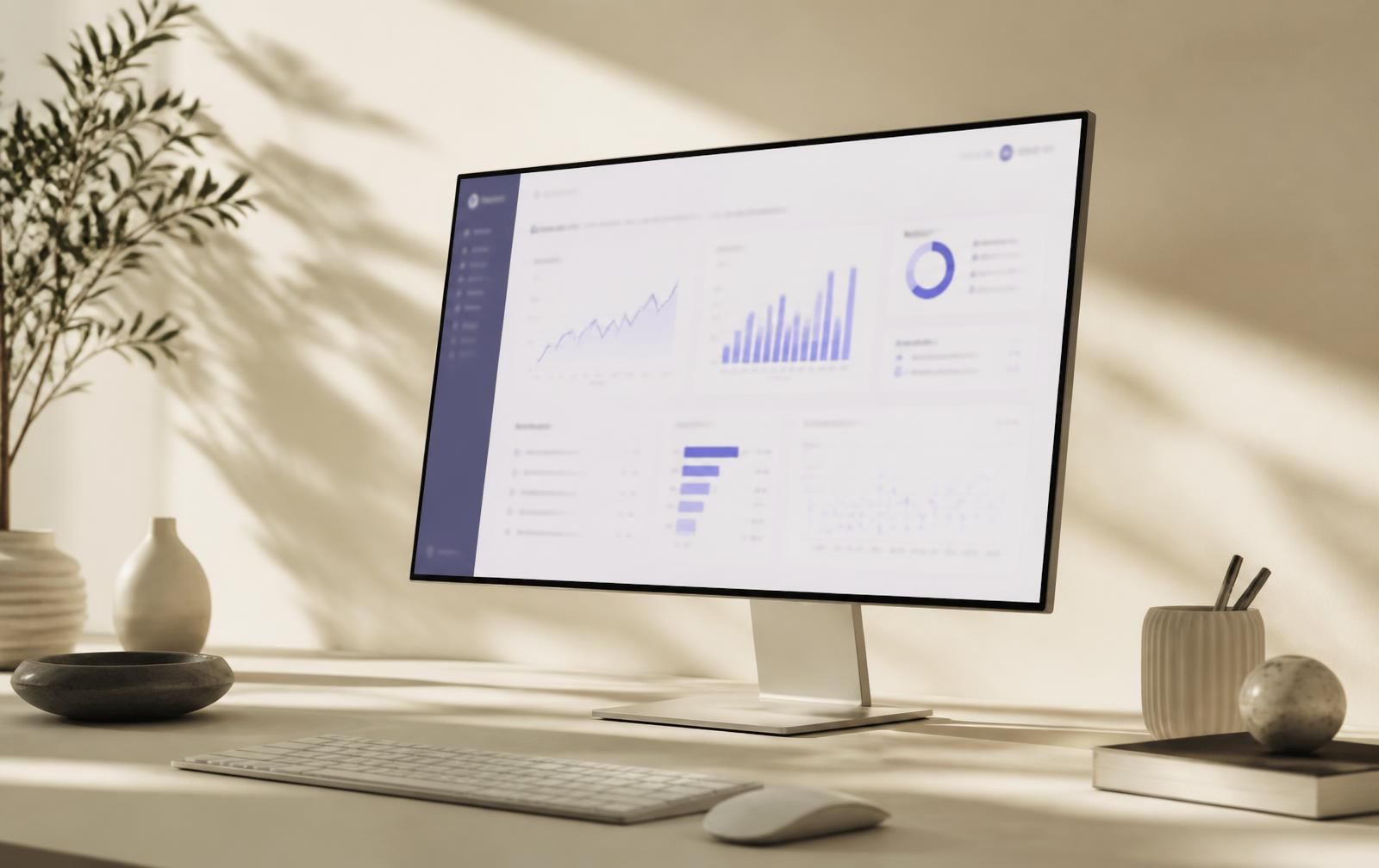 Analytics view of the Vaayu platform in a sunlit office